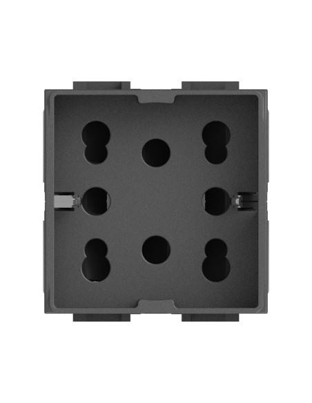 Módulo de toma multiestándar, 10A, 16A y schuko, serie P, negro, compatible con la serie Gewiss Chorus - 4Box Side 4B.G12.H21