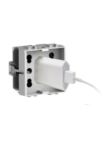 Módulo de toma multiestándar, 10A, 16A y schuko, serie P, antracita, compatible BTicino Living Light - 4Box Side 4B.L.H21