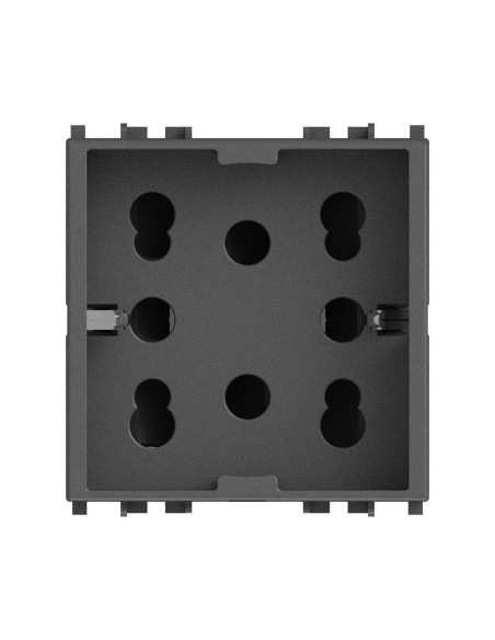 Módulo de toma multiestándar, 10A, 16A y schuko, serie P, gris, compatible con la serie Vimar Eikon - 4Box Side 4B.V20.H21