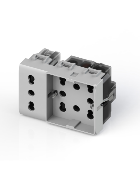 Módulo de toma multiestándar, 10A, 16A y schuko, serie P, blanco, compatible con Vimar Plana - 4Box Side XL 4B.V14.H21.XL