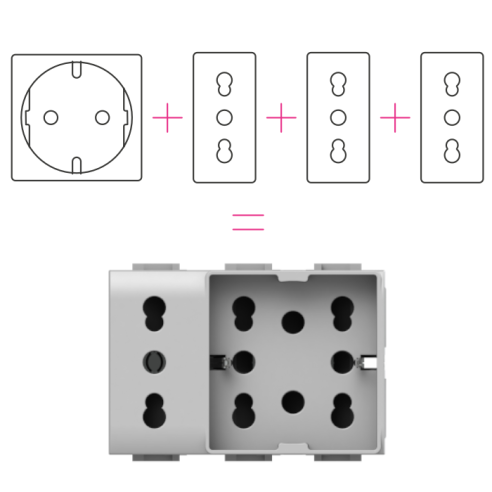 Módulo de toma multiestándar, 10A,...