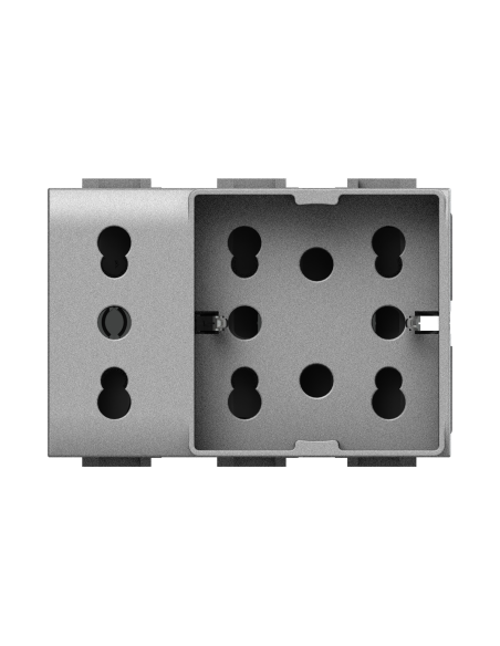 Módulo de toma multiestándar, 10A, 16A y schuko, serie P, tech, compatible BTicino Living Light - 4Box Side XL 4B.NT.H21.XL