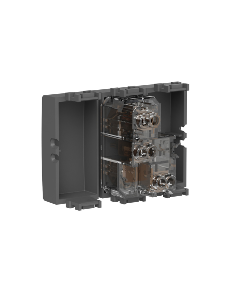 Módulo de toma de 2 polos y tapas de 2 orificios, antracita, 16A, compatible BTicino Living Light - 4Box Bitappo 4B.L.BT