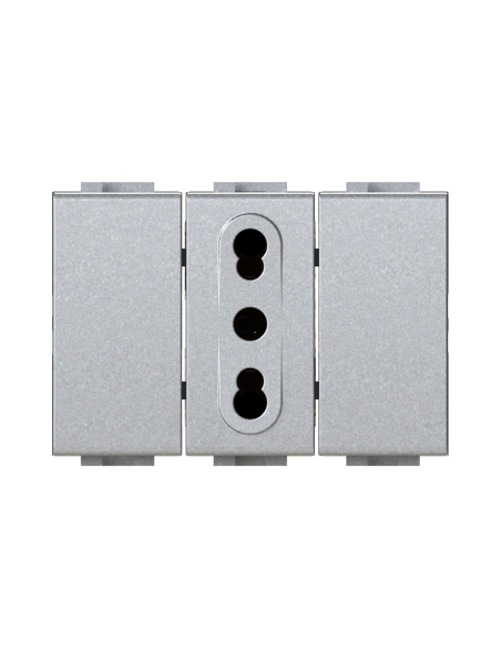Módulo de toma de 2 vías y tapas de 2 orificios, serie P, tech, 16A, compatible BTicino Living Light - 4Box Bitappo 4B.NT.BT