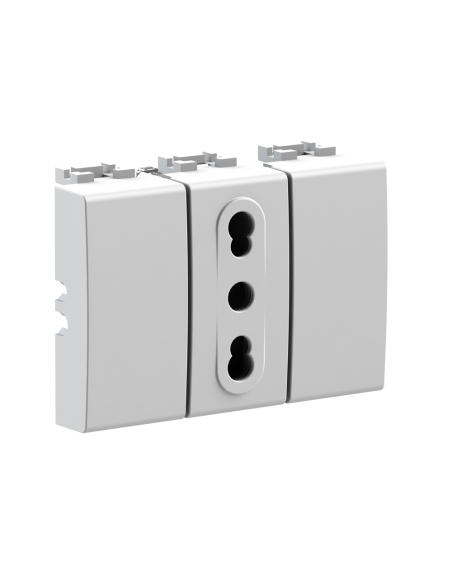 Módulo de toma de 2 vías y tapas de 2 orificios, serie P, tech, 16A, compatible BTicino Living Light - 4Box Bitappo 4B.NT.BT