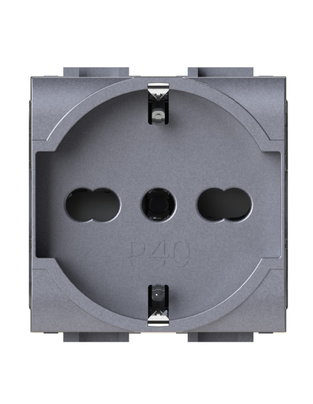 Módulo de toma Schuko, serie P, tech, 16A, compatible con la serie BTicino Living Light - 4Box P40 4B.NT.P40