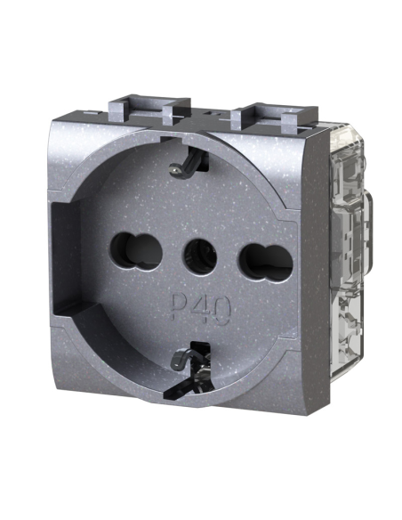Módulo de toma Schuko, serie P, tech, 16A, compatible con la serie BTicino Living Light - 4Box P40 4B.NT.P40