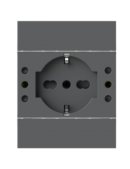Modulo presa schuko e 2 prese 10A, serie P, nero, 16A, compatibile con serie BTicino Living Now - 4Box P503 4BP503.KG