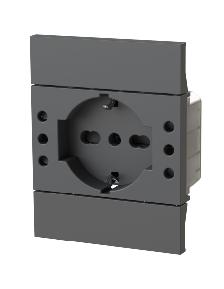 Modulo presa schuko e 2 prese 10A, serie P, nero, 16A, compatibile con serie BTicino Living Now - 4Box P503 4BP503.KG