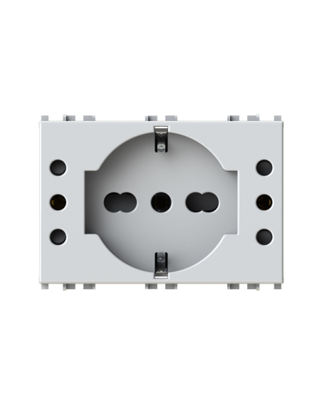 Modulo presa schuko e 2 prese 10A, serie P, bianco, 16A, compatibile con serie Vimar Plana - 4Box P503 4BP503.V14