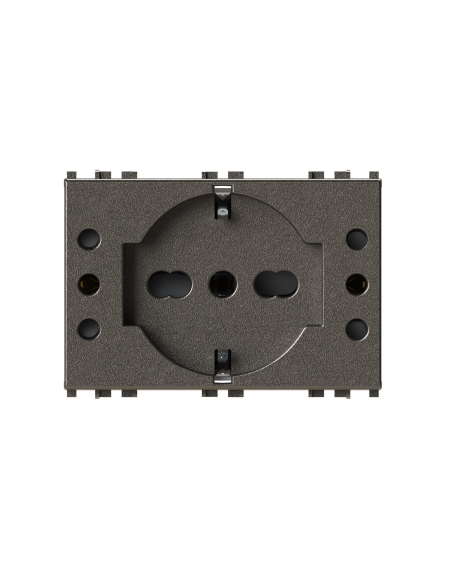 Módulo de toma Schuko y 2 tomas 10A, serie P, metal, 16A, compatible con serie Vimar Arkè - 4Box P503 4BP503.V19M