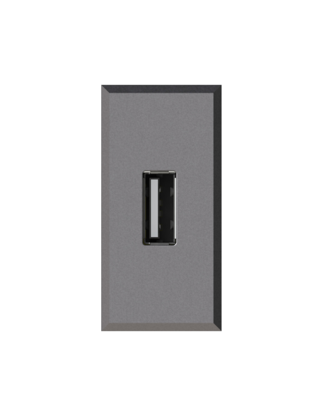 Módulo de toma USB 2.0 tipo A, 5Vdc 2,1A, serie U, negro, compatible con la serie Gewiss Chorus - 4Box USB 2.1 4B.G12.USB