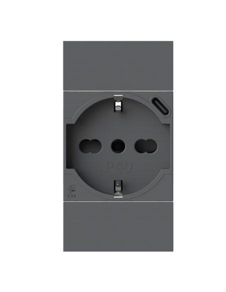 Modulo presa schuko con presa USB 3.1 tipo C, 5Vdc 3A, nero, compatibile BTicino Living Now - 4Box USBP40 3.0 4B.KG.P40.USB