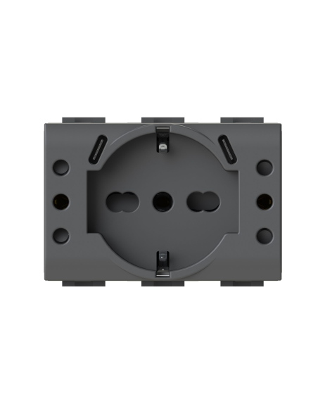 Modulo presa schuko, 2 prese 10A e 2 prese USB 3.1 tipo C,antracite, compatibile BTicino Living Light - 4Box USBP503 4BUSBP503.L