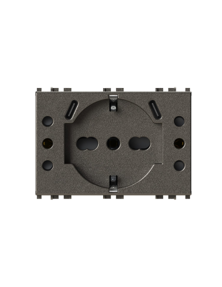 Módulo toma Schuko, 2 tomas 10A, 2 tomas USB 3.1 tipo C, 5Vdc 3A, metal, compatible Vimar Arkè - 4Box USBP503 4BUSBP503.V19M