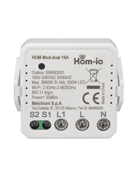 Slimme WiFI relaismodule, 1 kanaal, 16A - Hom-io