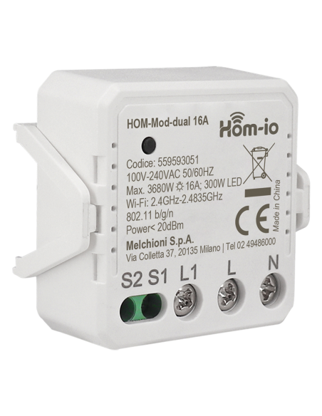 Slimme WiFI relaismodule, 1 kanaal, 16A - Hom-io