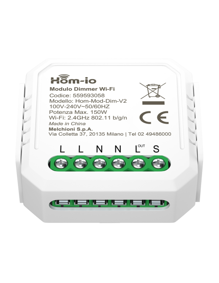 WiFi / BLE intelligentes Dimmermodul, 1 Kanal, 150W - Hom-io Hom-Mod-Dim-V2
