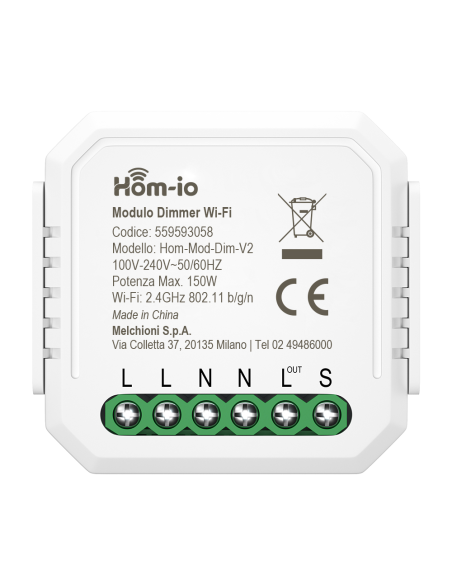 WiFi / BLE smart dimmer module, 1 channel, 150W - Hom-io Hom-Mod-Dim-V2