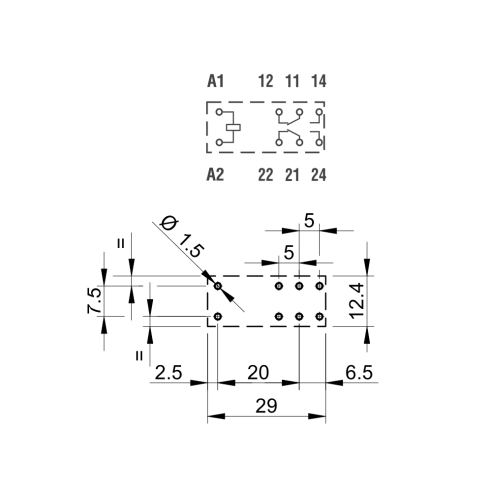 Power relay, 230 Vac, DPDT, 8 A,...