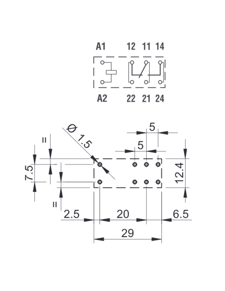 Power relay, 230 Vac, SPDT, 16 A, through-hole (THT), Series 40 - Finder 40.61.8.240.0000