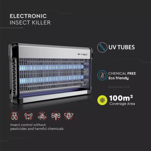 Zanzariera Elettrica 30W con 2 Tubi...