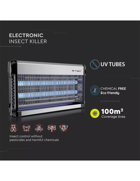 V-TAC VT-3230 11181 Mosquitera 30W con 2 tubos UV T8