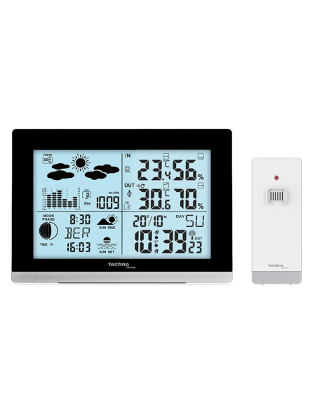 Wetterstation, Innen- und Außentemperatur, Luftdruck, Luftfeuchtigkeit, Wettervorhersage und Mondphase - Technoline WS6762