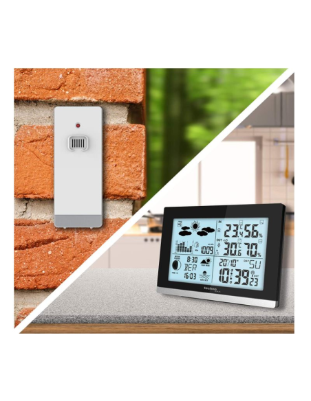 Wetterstation, Innen- und Außentemperatur, Luftdruck, Luftfeuchtigkeit, Wettervorhersage und Mondphase - Technoline WS6762