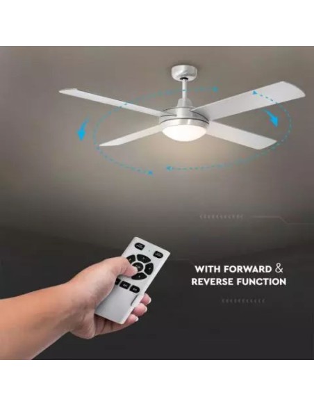 Ventilateur de plafond avec lumière (2xE27), 60W, 5 vitesses, diamètre 132cm, avec télécommande - V-TAC VT-6054-4 7918