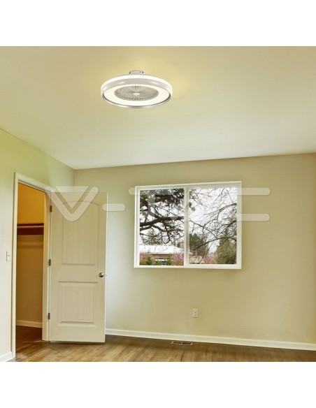 Ceiling fan with light, 45W, 5 speeds, diameter 60cm, grey, with remote control - V-TAC VT-5022 217935