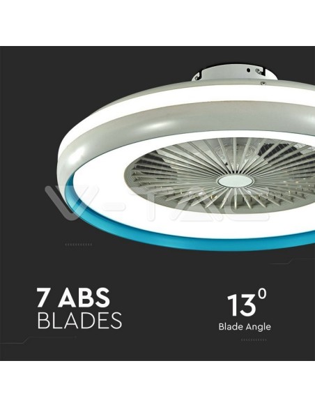 Ventilateur de plafond avec lumière, 45W, 5 vitesses, diamètre 60cm, avec télécommande - V-TAC VT-5022 217934
