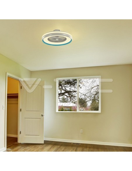 Ventilateur de plafond avec lumière, 45W, 5 vitesses, diamètre 60cm, avec télécommande - V-TAC VT-5022 217934