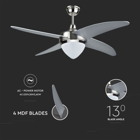 Deckenventilator mit Licht, 60W, 3...