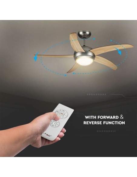 Ventilatore da soffitto con luce (2xE27), 60W, 3 velocità, diametro 132cm, con telecomando - V-TAC VT-6053-5 7916