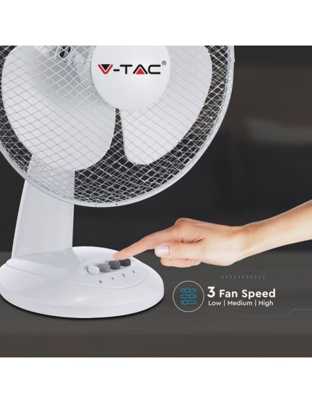 Table fan, 40W, 3 speeds, oscillating function, diameter 34cm - V-TAC VT-4012-3 7924