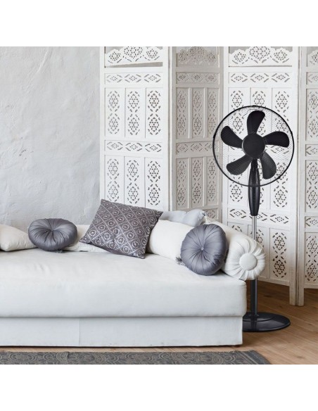 Ventilatore a piantana, 55W, 3 velocita, funzione oscillante, diametro 43cm, altezza 120cm, nero - V-TAC VT-5016-5 7923
