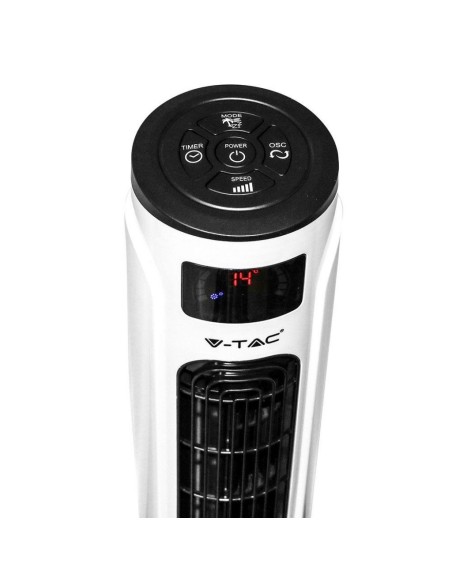 Staande ventilator, 55W, 3 snelheden, oscillerende functie, 115cm, met display en met afstandsbediening - V-TAC VT-5547 7902