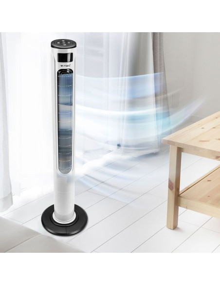Standventilator, 55W, 3 Geschwindigkeiten, oszillierende Funktion, 115cm, mit Display und mit Fernbedienung - V-TAC VT-5547 7902