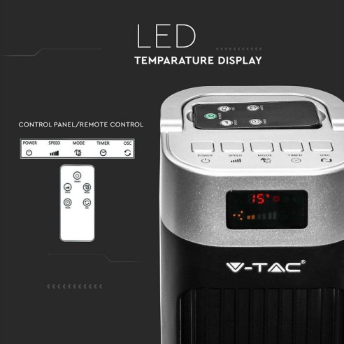 Staande ventilator, 55W, 3 snelheden,...