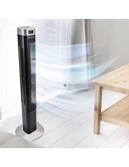 Pedestal fan, 55W, 3 speeds, oscillating function, 115cm, with display and with remote control, black - V-TAC VT-5546 7901