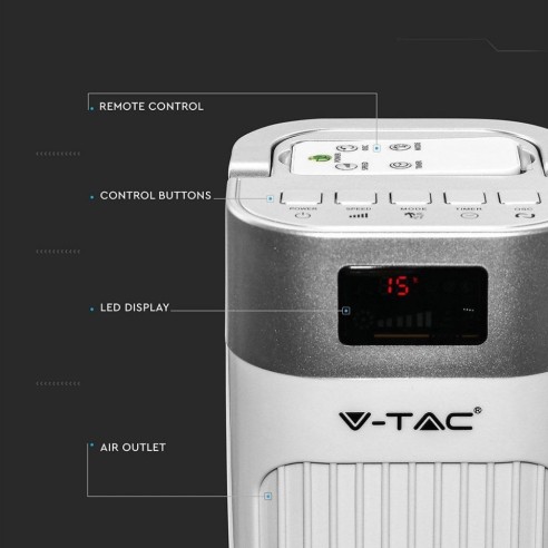 Staande ventilator, 55W, 3 snelheden,...