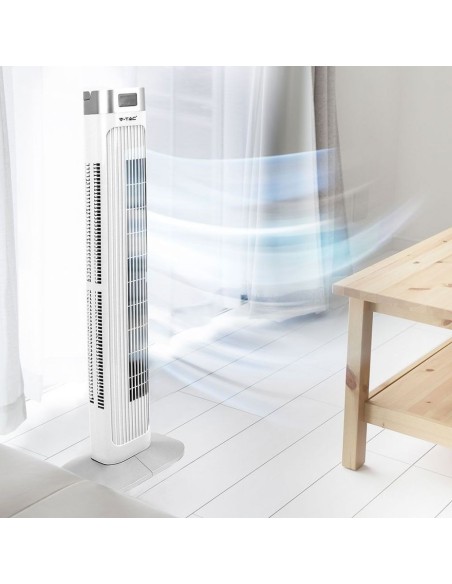 Ventilatore a colonna, 55W, 3 velocita, funzione oscillante, altezza 92cm, con display e con telecomando - V-TAC VT-5536 7900