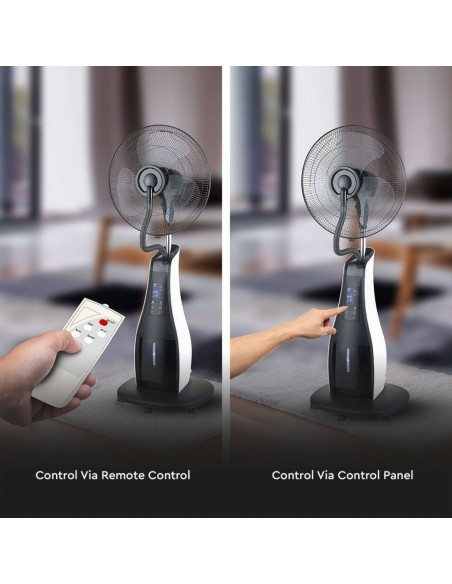 Ventilator met vernevelaar, regelbare verdamping, 80W, 3 snelheden, met afstandsbediening, diameter 43cm - V-TAC VT-8217-3 7936