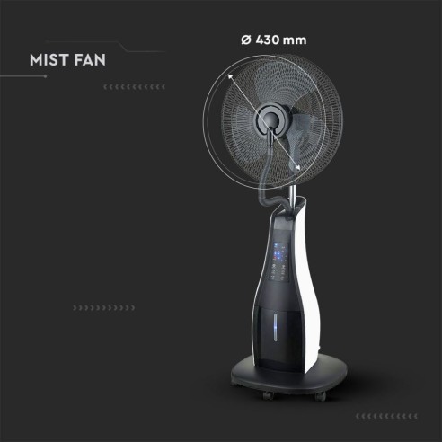 Fan with nebuliser, adjustable...
