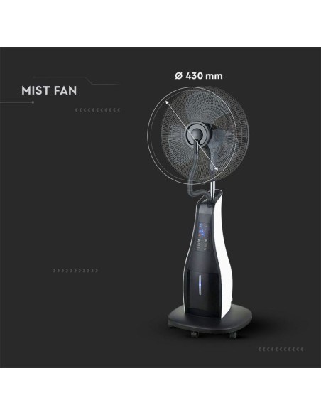 Ventilator mit Vernebler, einstellbare Verdampfung, 80W, mit Fernbedienung, Durchmesser 43cm - V-TAC VT-8217-3 7936