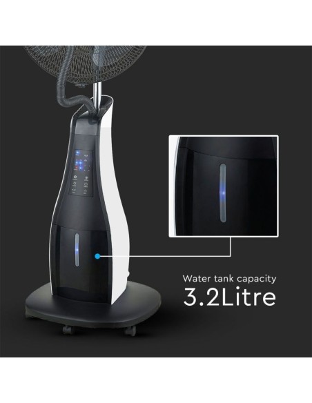 Ventilador con nebulizador, vaporización regulable, 80W, con mando a distancia, diámetro 43cm - V-TAC VT-8217-3 7936