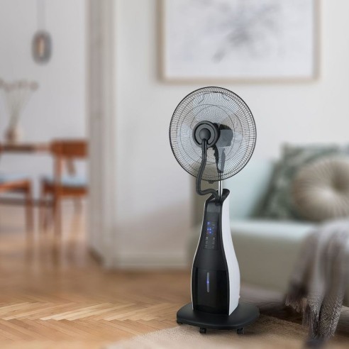 Fan with nebuliser, adjustable...
