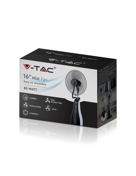 Ventilador con nebulizador, vaporización regulable, 80W, con mando a distancia, diámetro 43cm - V-TAC VT-8217-3 7936