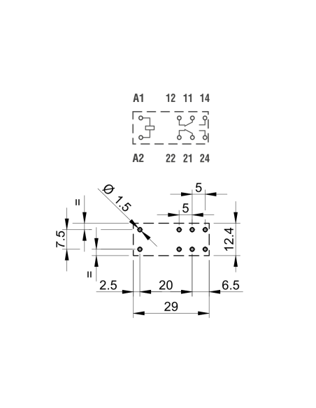 Leistungsrelais, 6 Vdc, DPDT, 8 A, Durchsteckrelais (THT), Serie 40.52 - Finder 40.52.9.006.0000